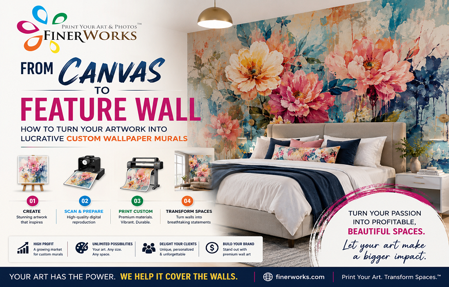 From Canvas to Feature Wall: How to Turn Your Artwork into Lucrative Custom Wallpaper Murals